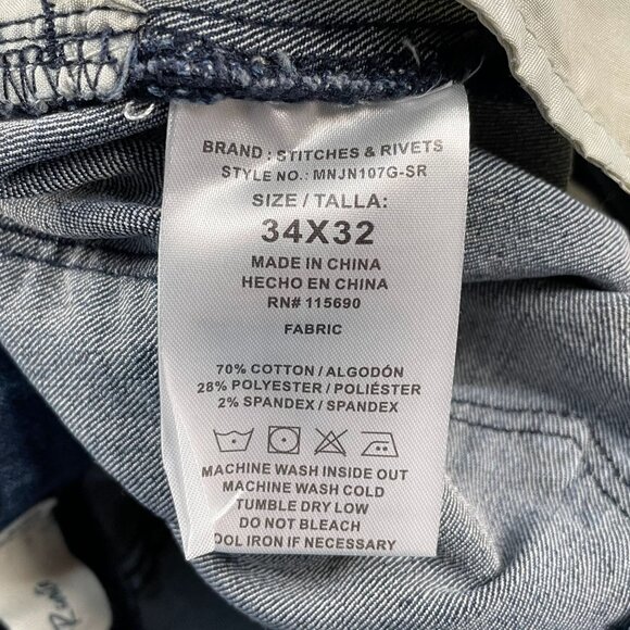 Stitches & Rivets Jeans Mens 34x29* Medium Wash Straight Leg Denim - Picture 4 of 8